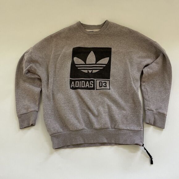 Vintage Adidas Sweatshirt Big Logo TREFOIL‎ Size Medium Side Zipper RETRO Y2K - Picture 1 of 7